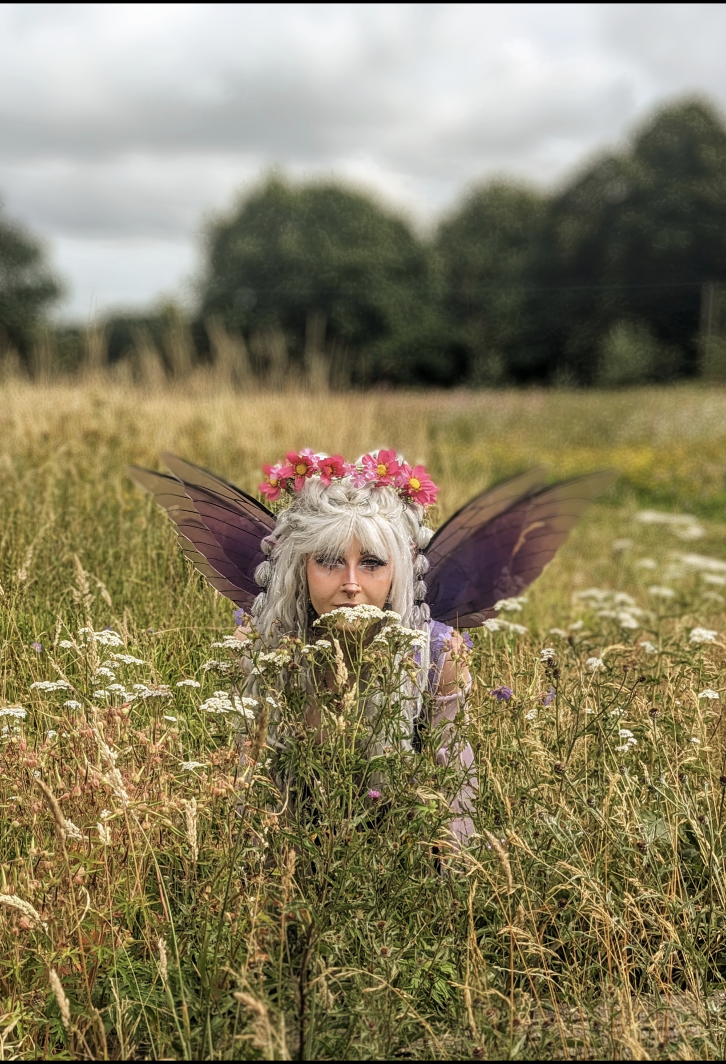 Hot Pink Meadow Flower Crown