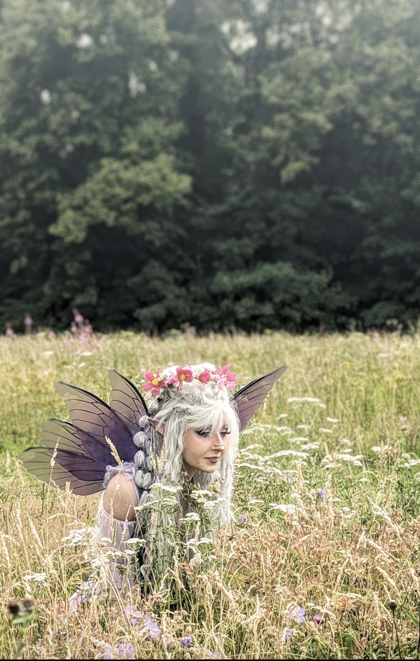 Hot Pink Meadow Flower Crown
